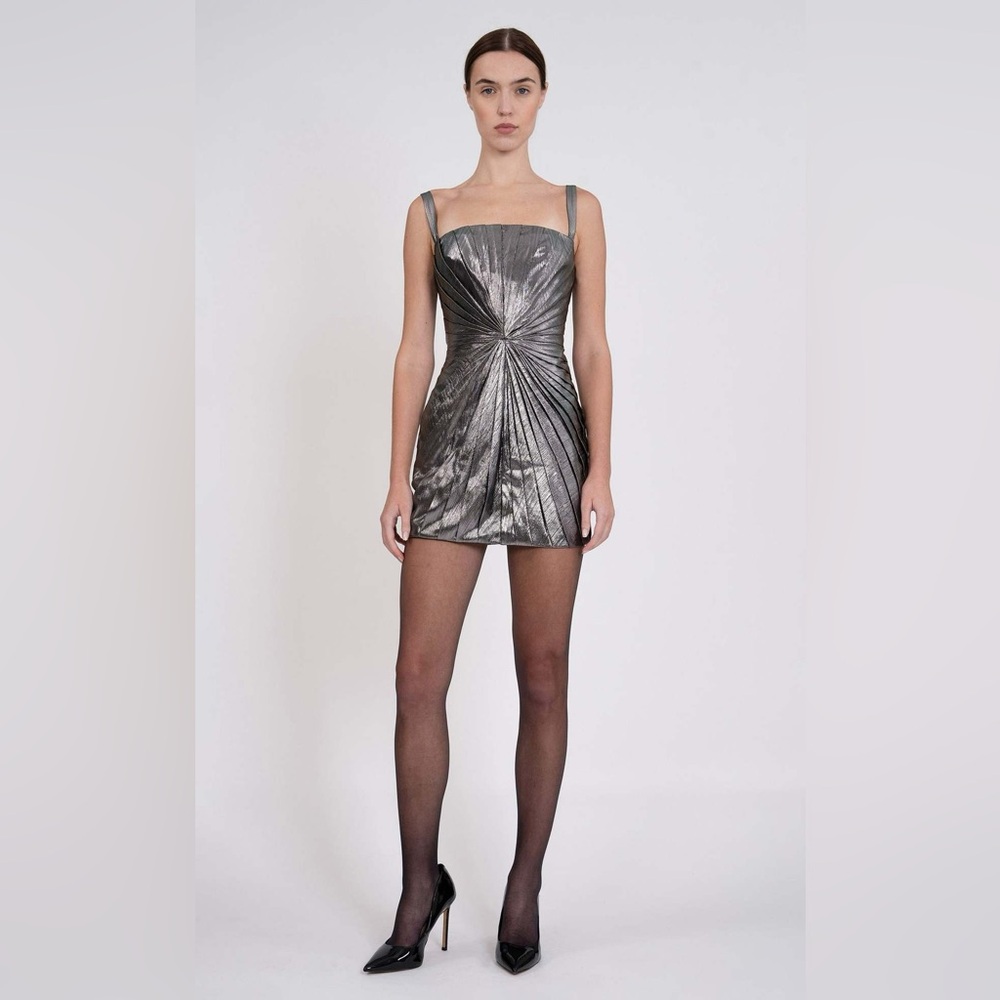 NWT-Nonchalant/ Evie Shimmering silver metallic  Mini Dress